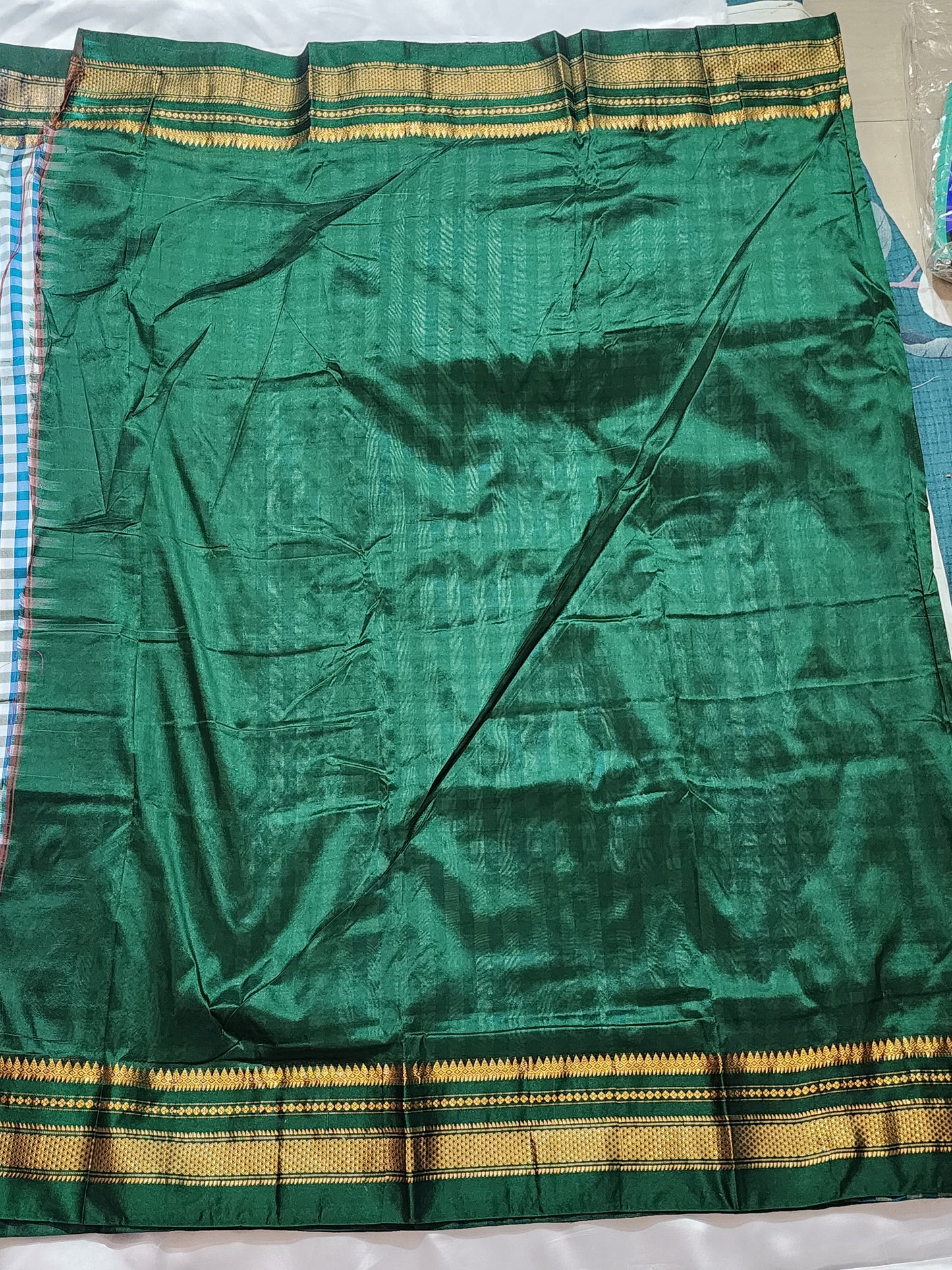 Blue-Green Checks Ilkal Saree