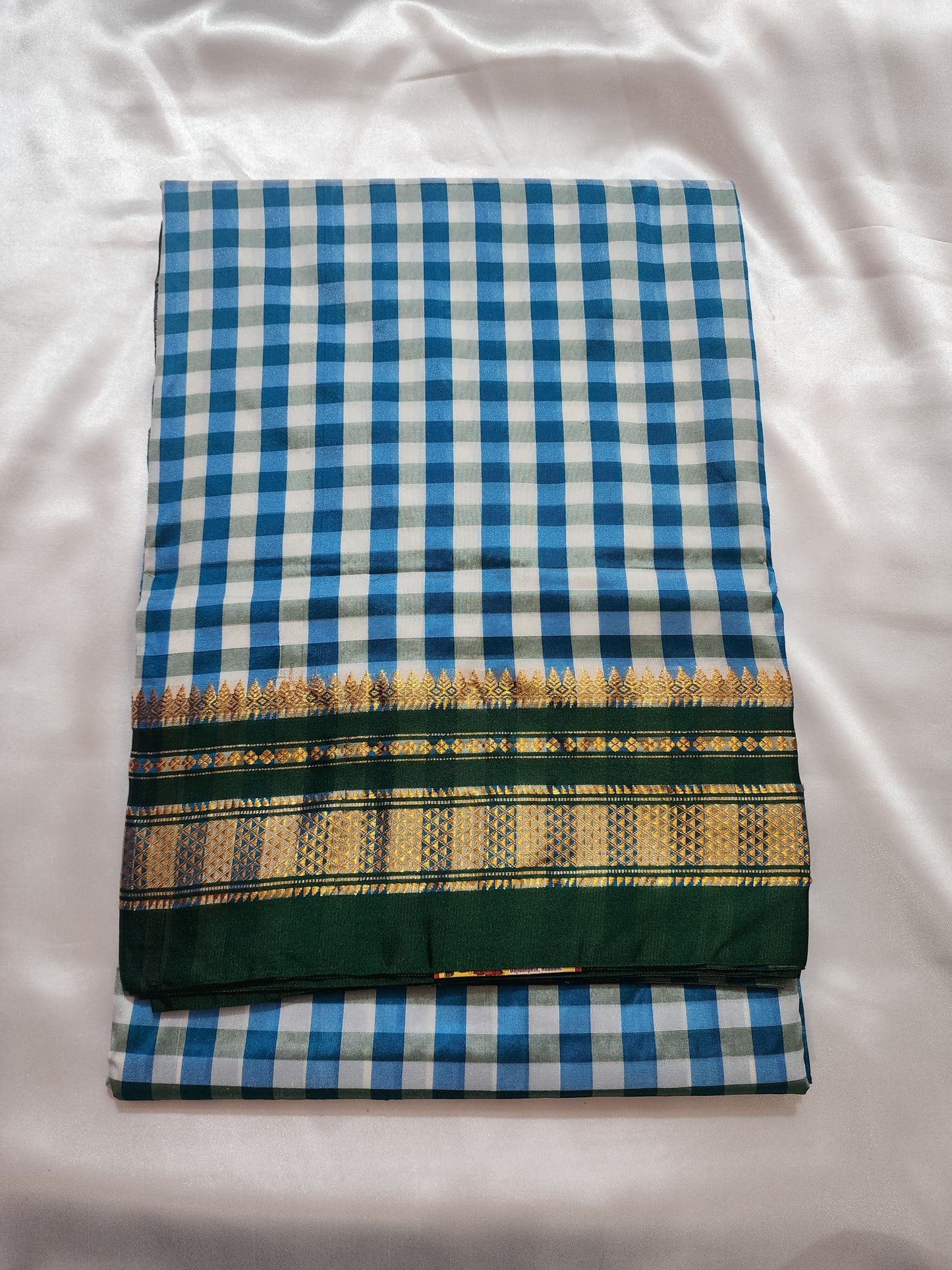 Blue-Green Checks Ilkal Saree