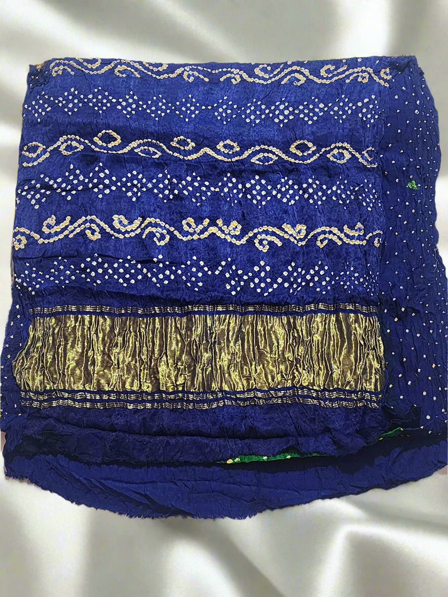 Royal Blue with Golden Zari Pallu Bandani Modal Silk Saree