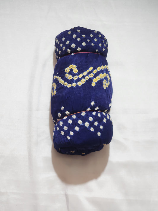 Royal Blue with Golden Zari Pallu Bandani Modal Silk Saree