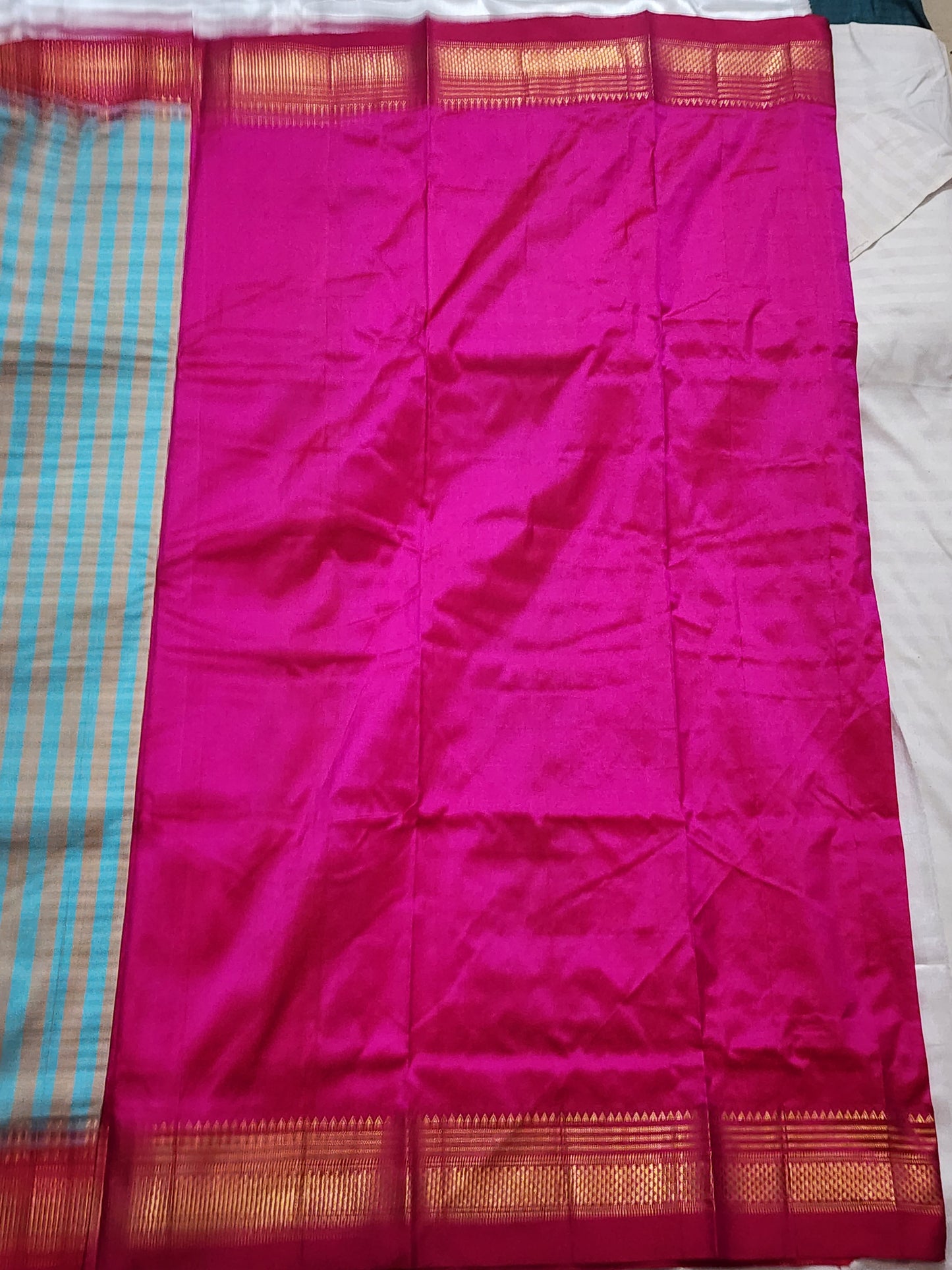 Blue-Pink Checks Ilkal Saree
