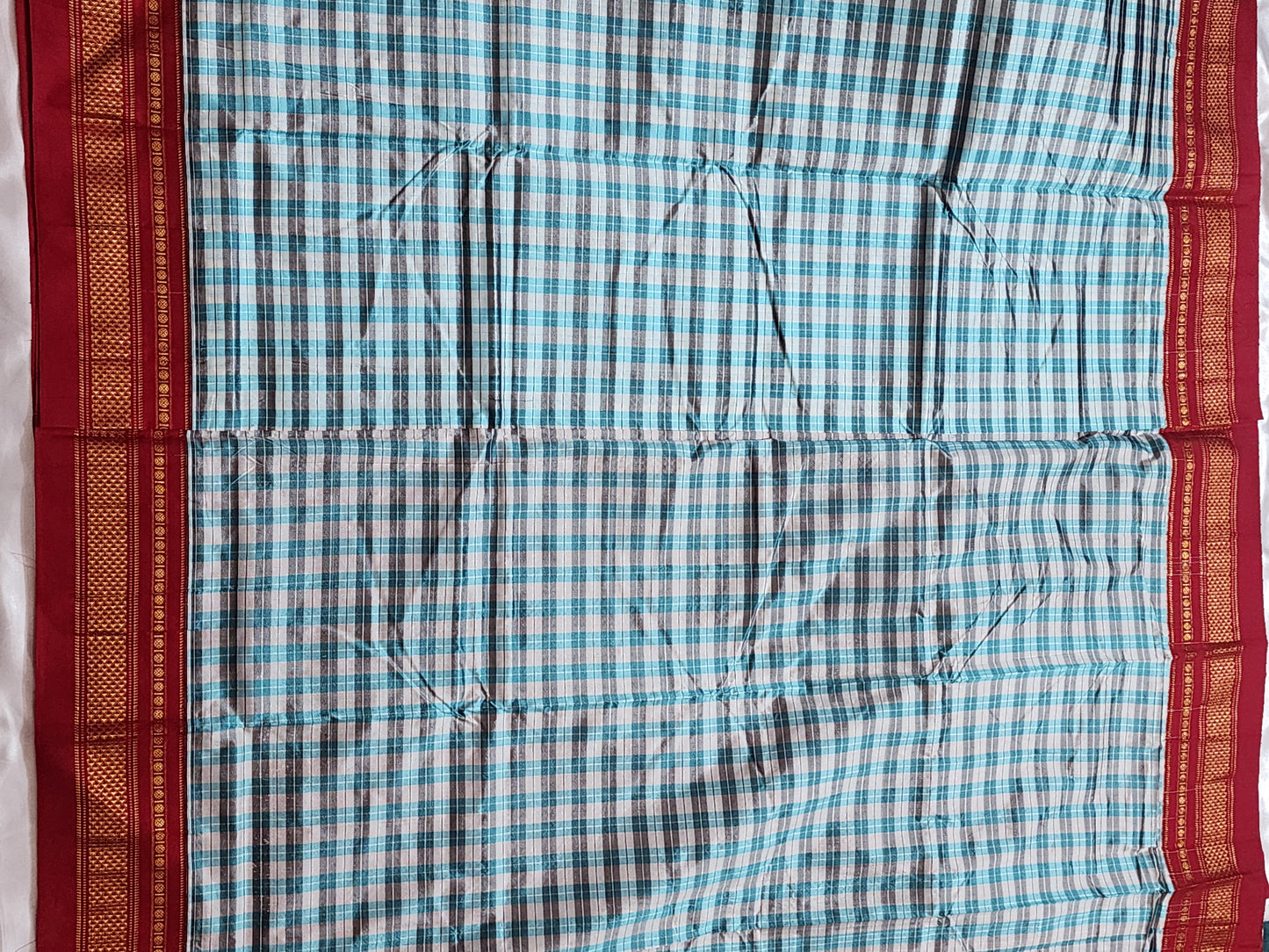 Blue-Red Checks Ilkal Saree