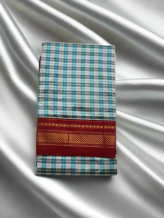 Blue-Red Checks Ilkal Saree