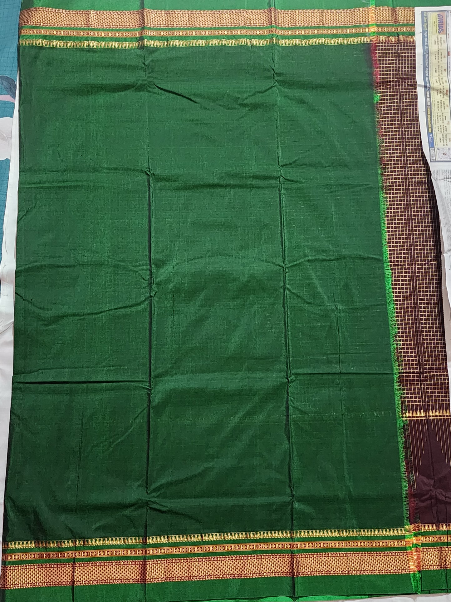 Brown Checked Ilkal Saree
