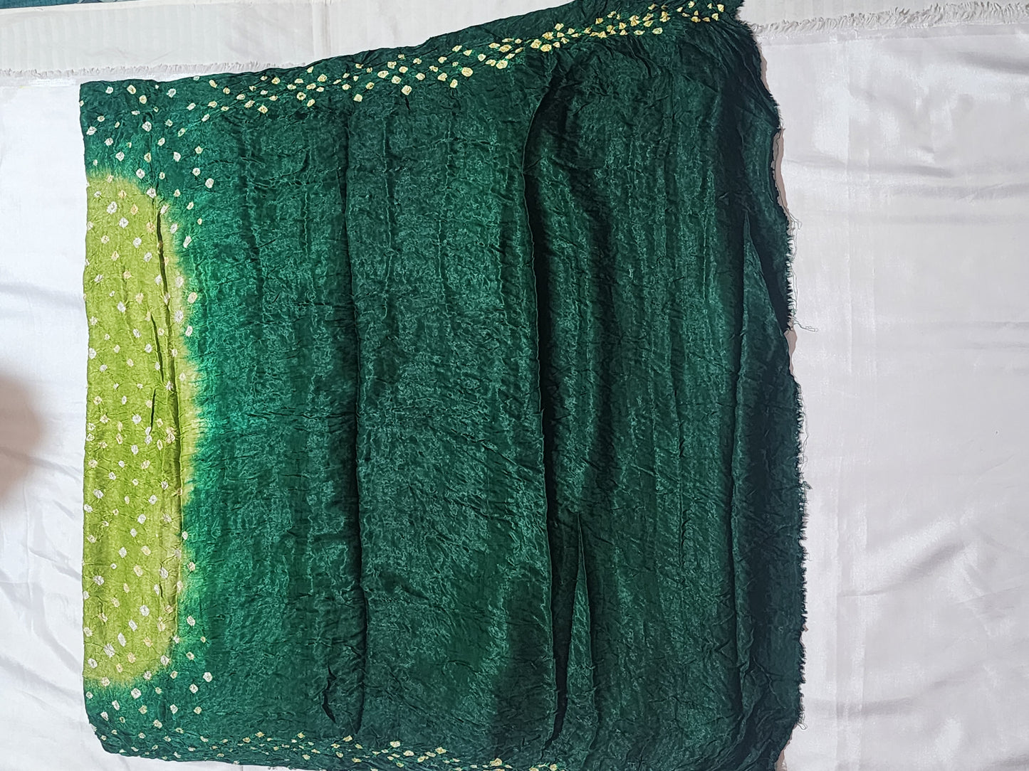 Emerald Green with Golden Zari Pallu  Bandhani Modal Silk Saree