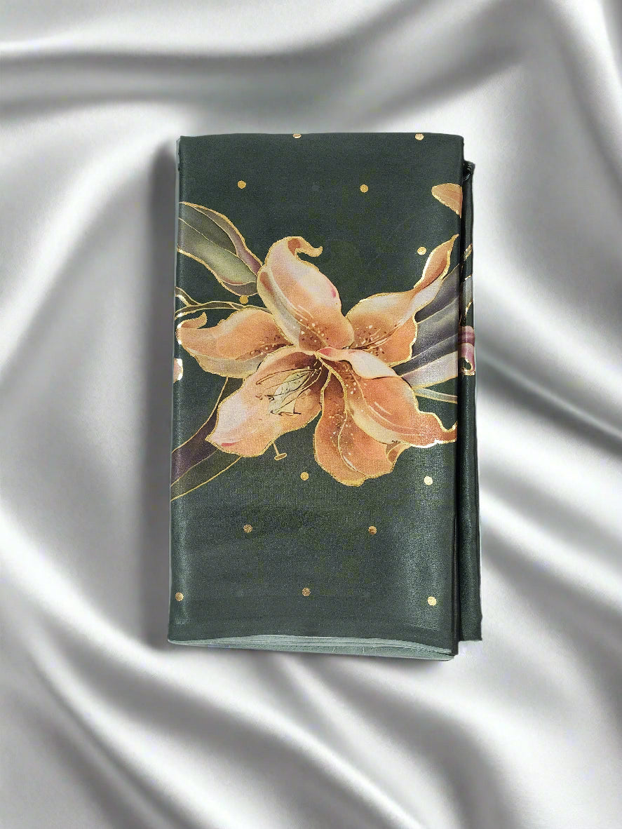 Green Satin Foil Print