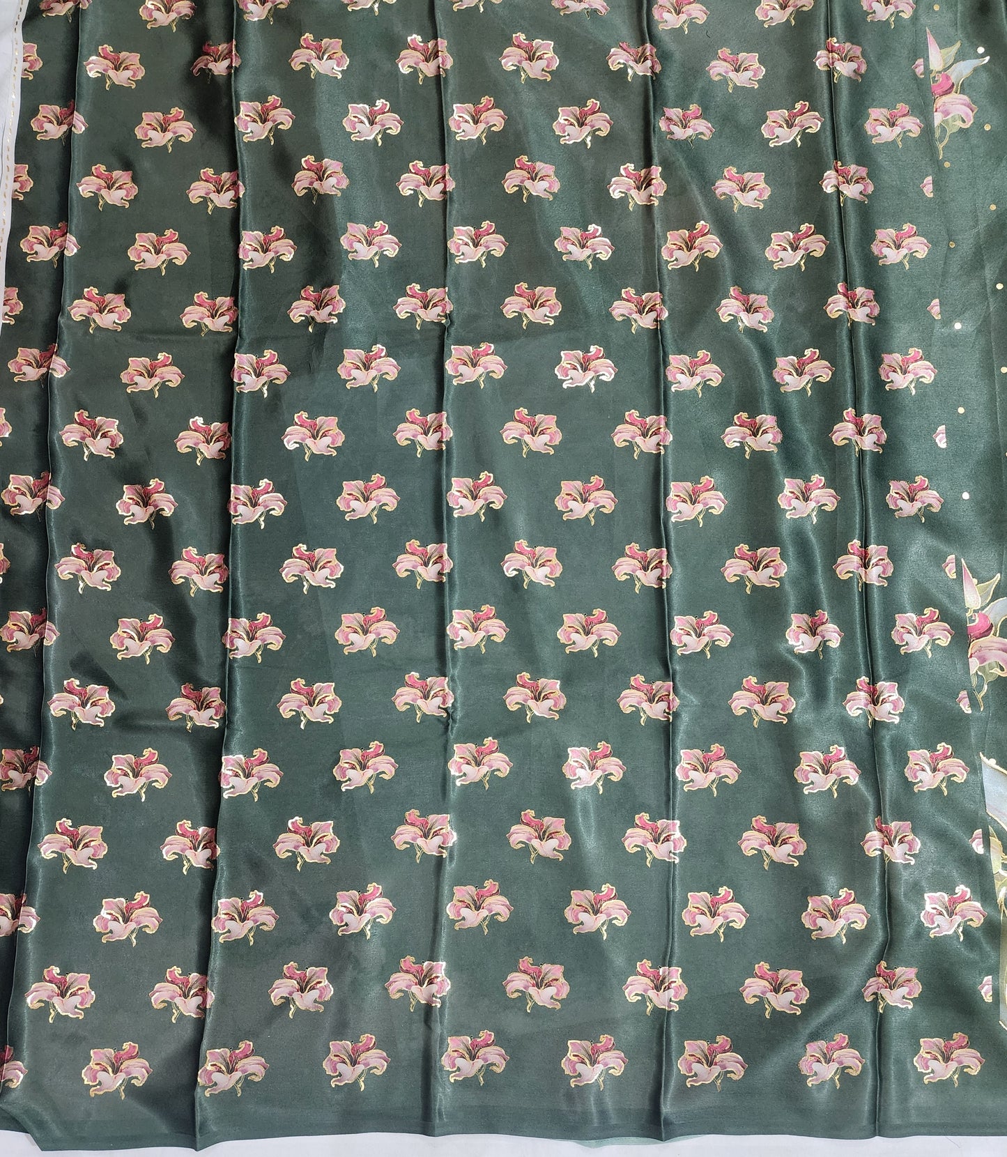 Green Satin Foil Print