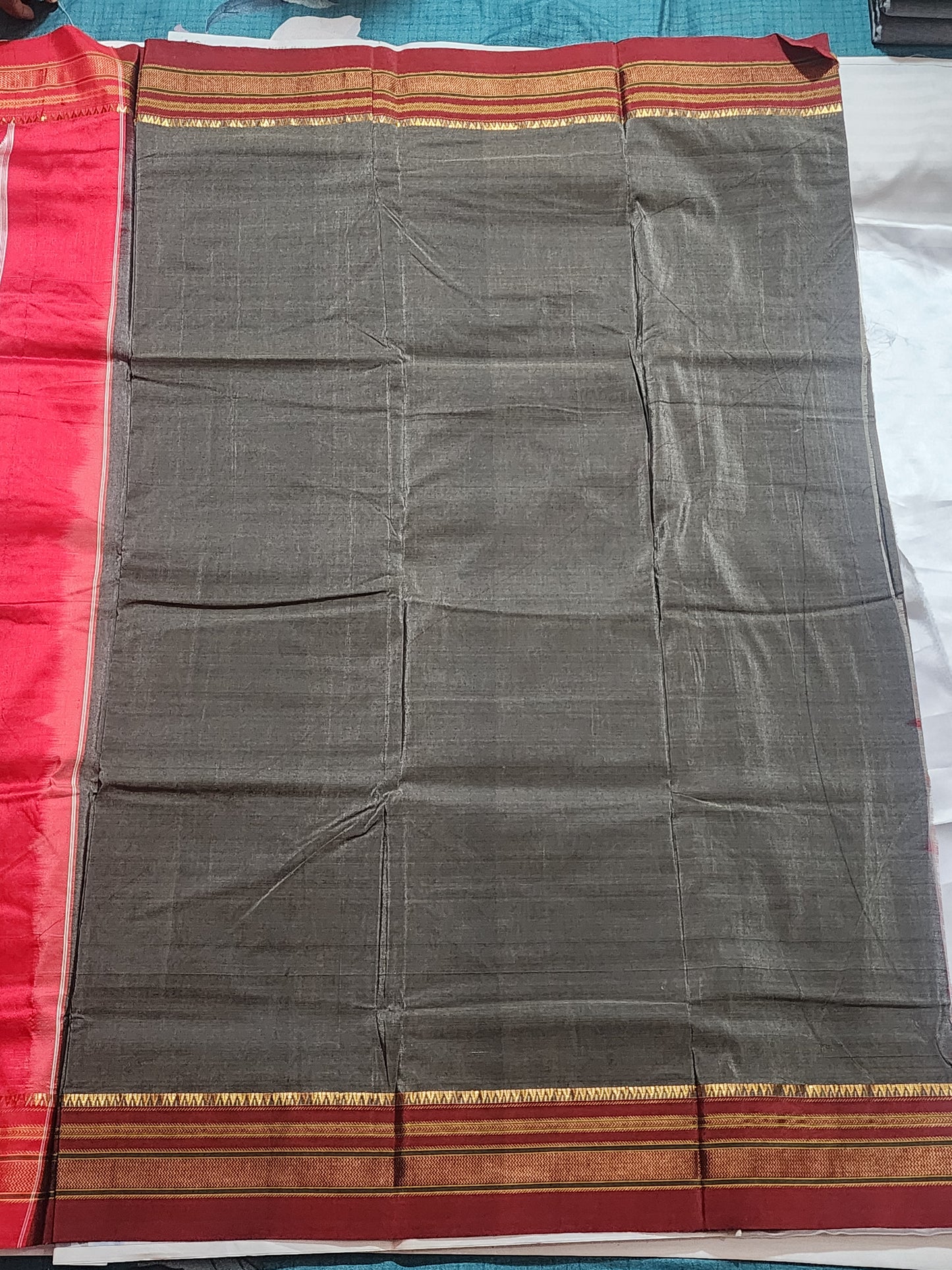 Grey Maroon Ilkal Silk Saree