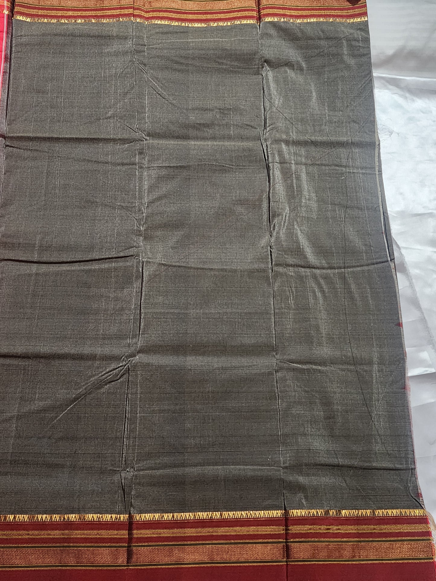 Grey Maroon Ilkal Silk Saree