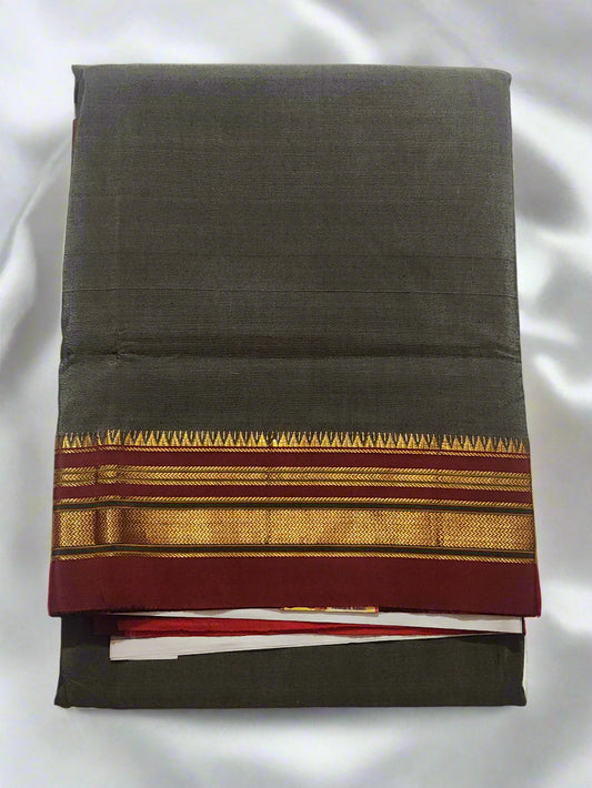 Grey Maroon Ilkal Silk Saree