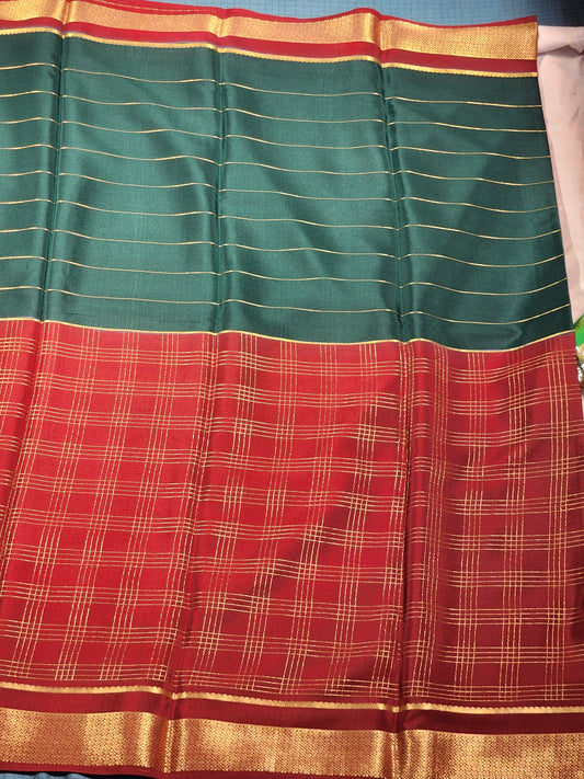 Dark Brown Mysore Silk Saree