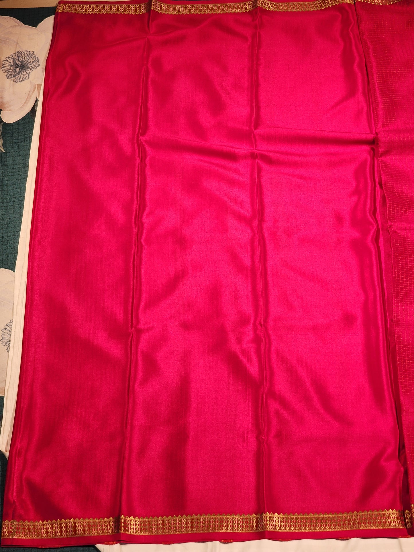 Crimson Red Mysore Silk Saree