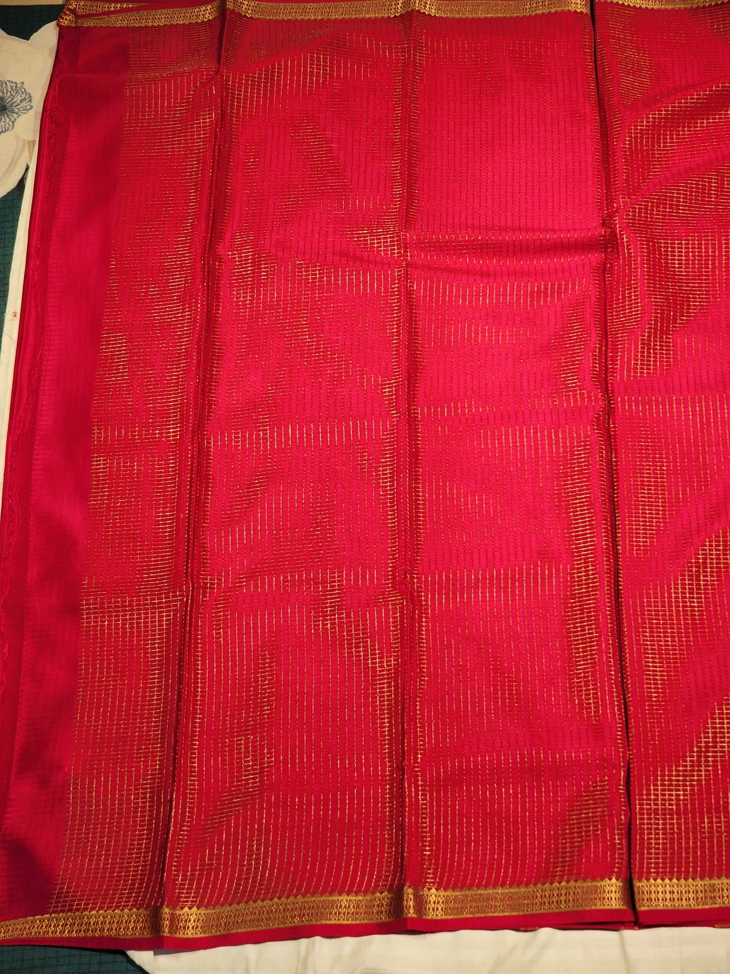 Crimson Red Mysore Silk Saree