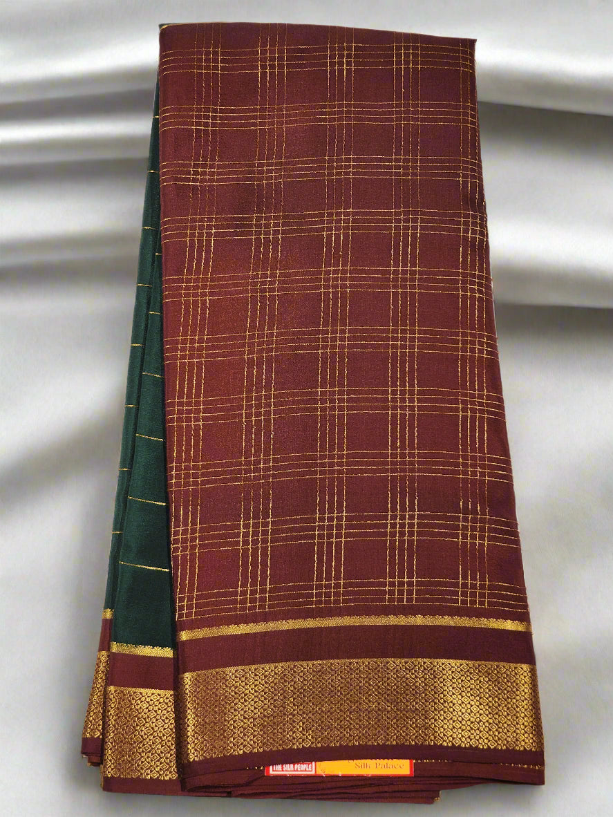 Dark Brown Mysore Silk Saree