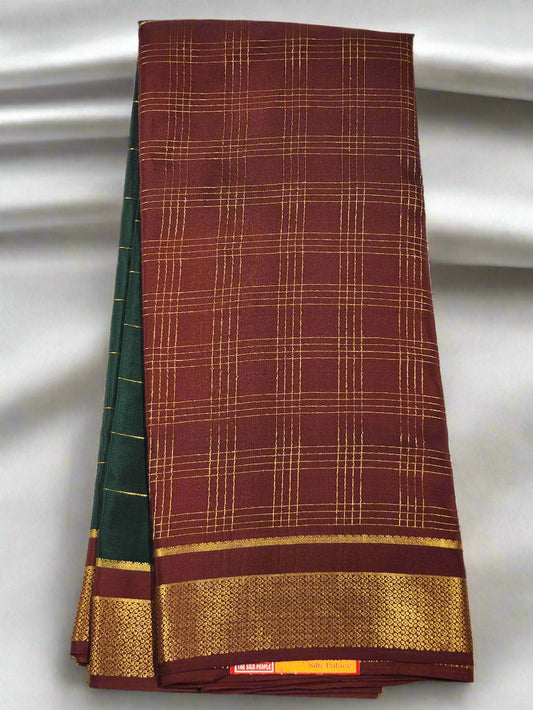 Dark Brown Mysore Silk Saree