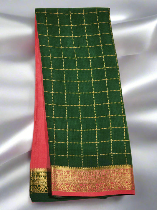 Peacock Green Mysore Silk Saree