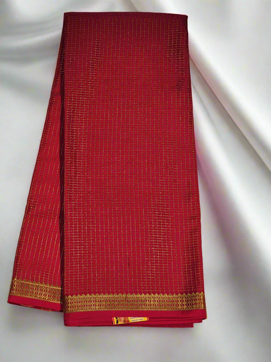 Crimson Red Mysore Silk Saree