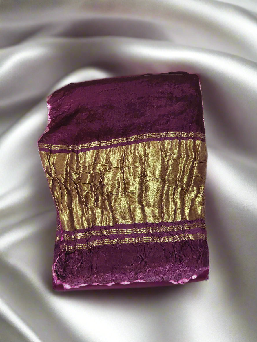Magenta Bandhani Modal Saree with Golden Panels