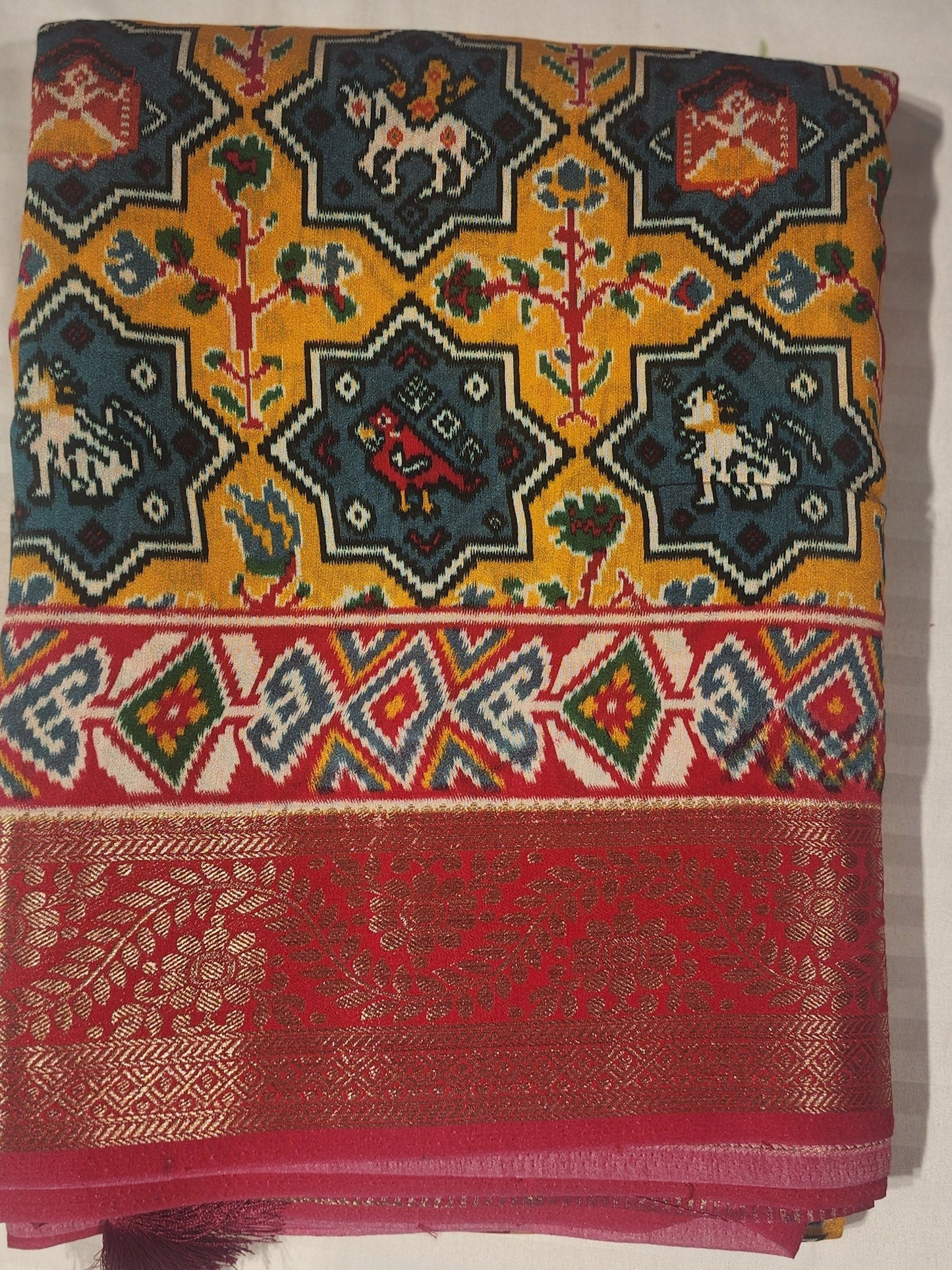 Yellow dola silk star print