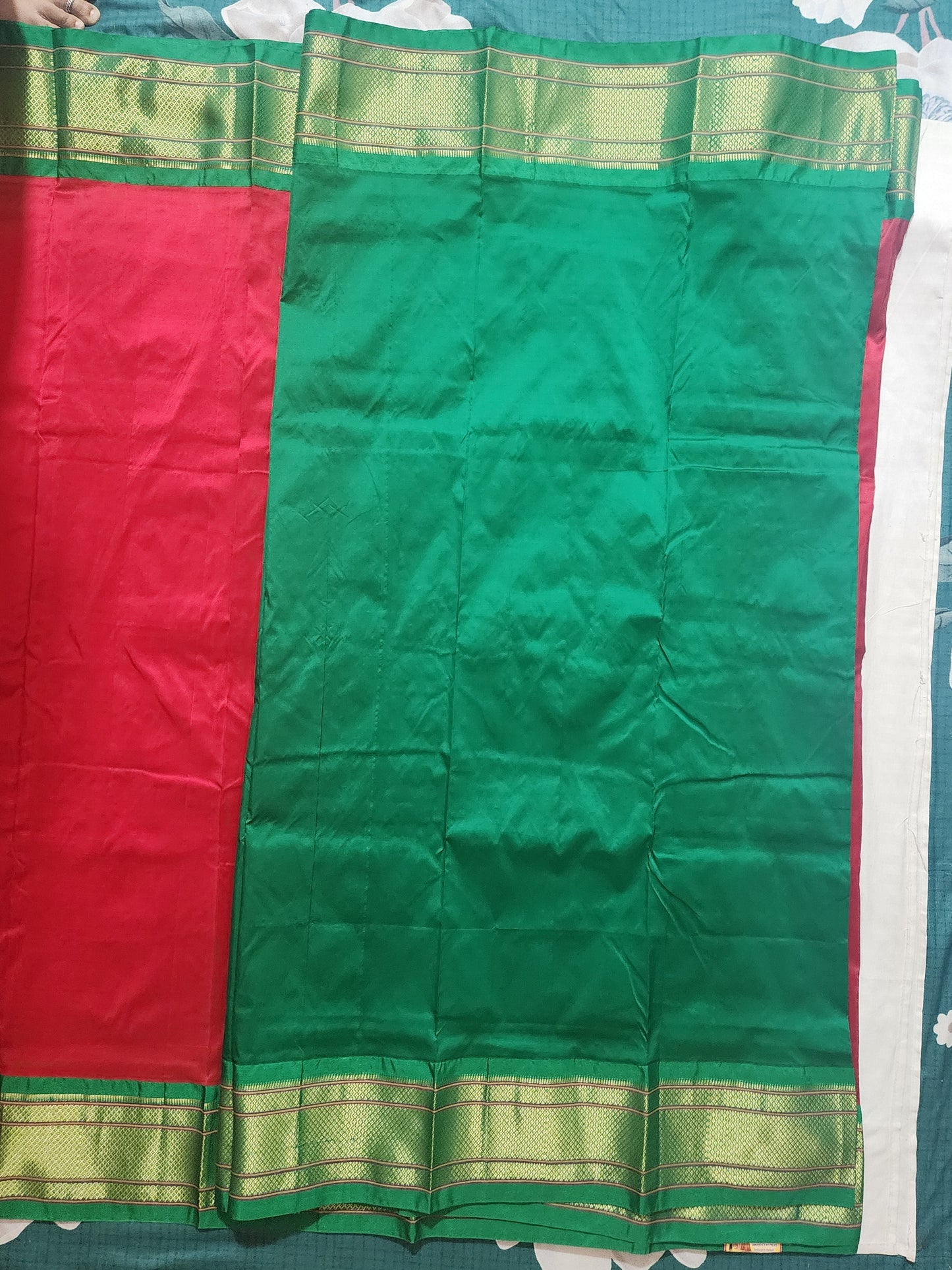 Paithani Red Green Peacock