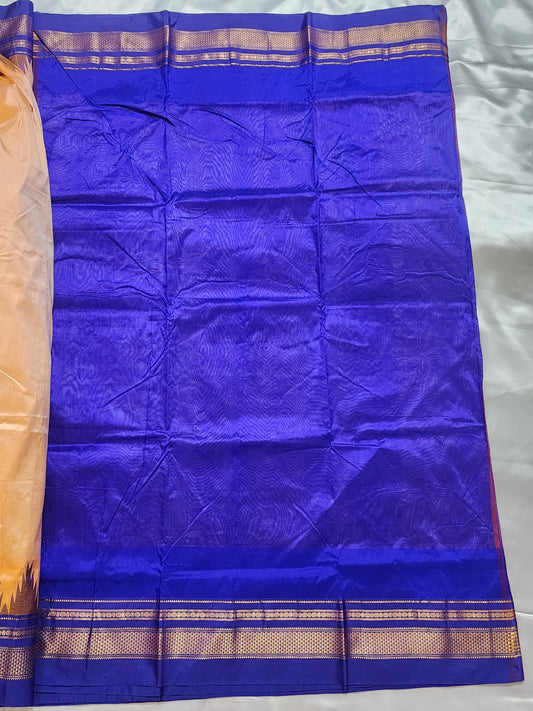 Peach Ilkal Semi-silk Saree