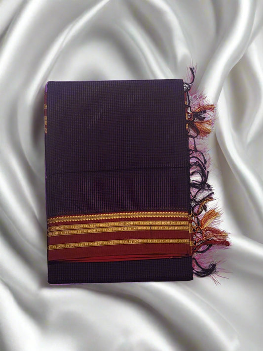 Purple Maroon Ilkal Cotton Saree