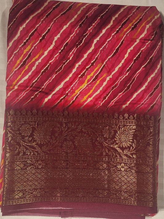 pink dola silk leharia print