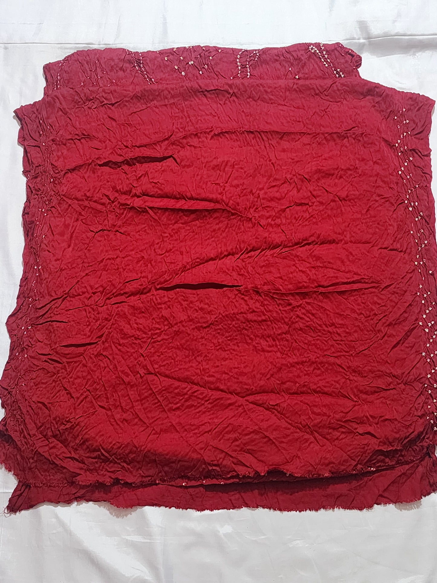 Classic Red with Golden Zari Pallu  Bandhani Modal Silk Saree