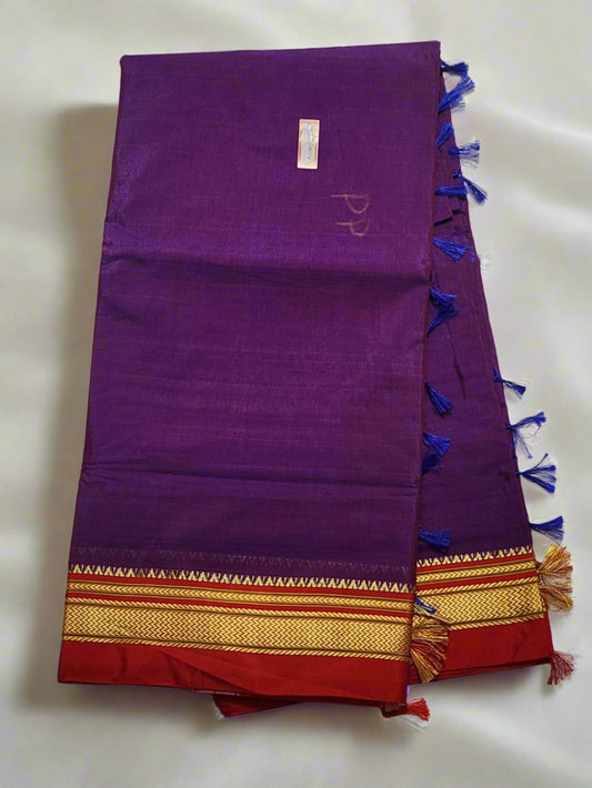 Wine Red Ilkal Cotton Saree