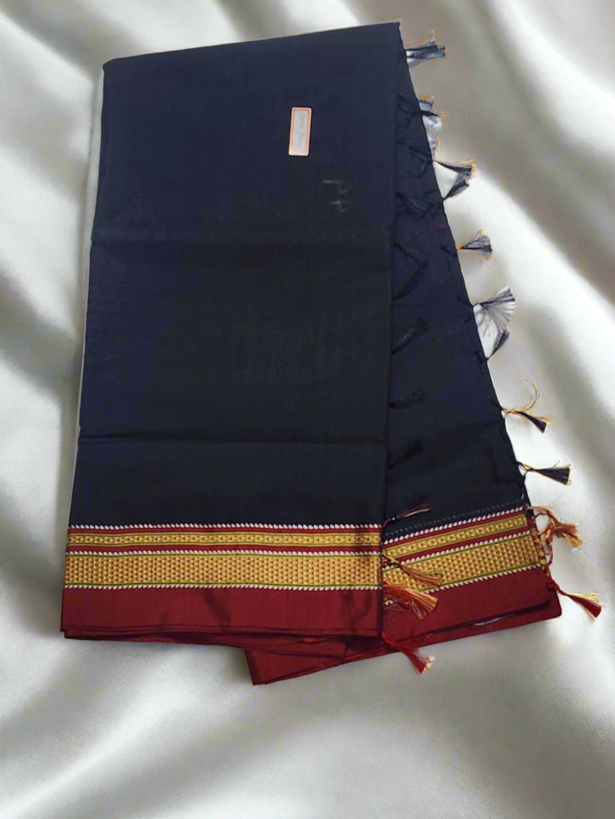 Black Maroon Ilkal Cotton blend Saree
