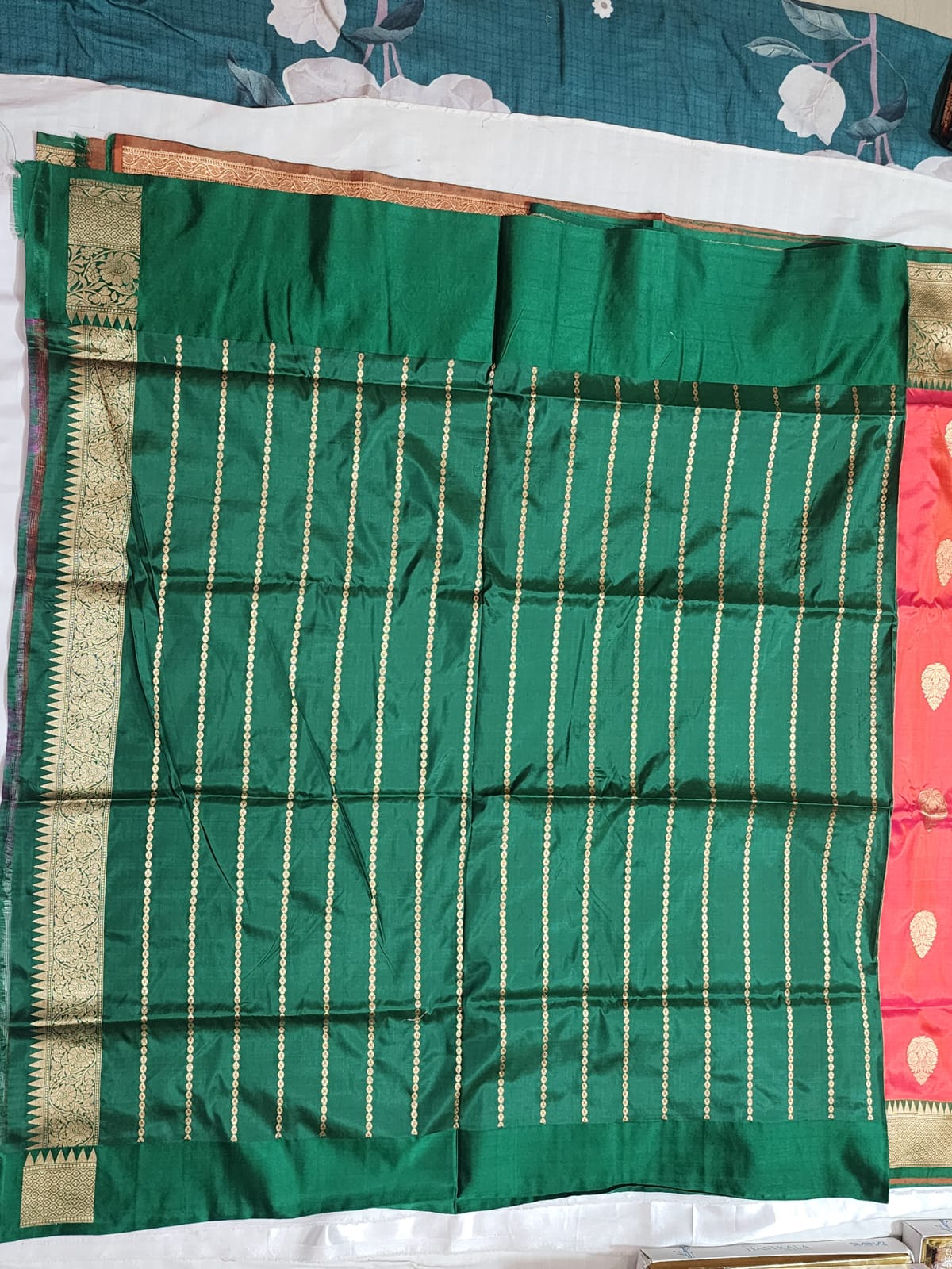 Deep Red Banarasi Silk Saree with Intricate Gold Buttas