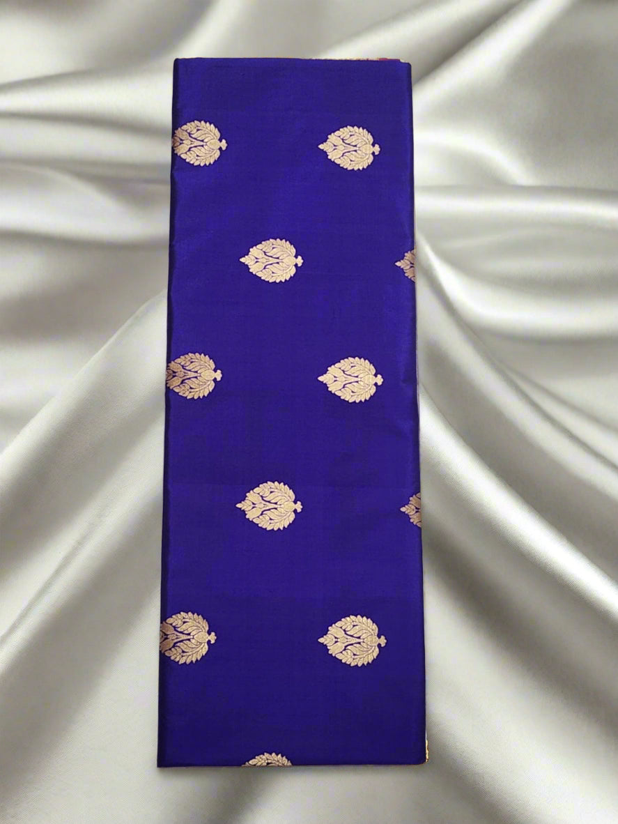 Royal Blue Banarasi Silk Saree with Gold Zari Motifs