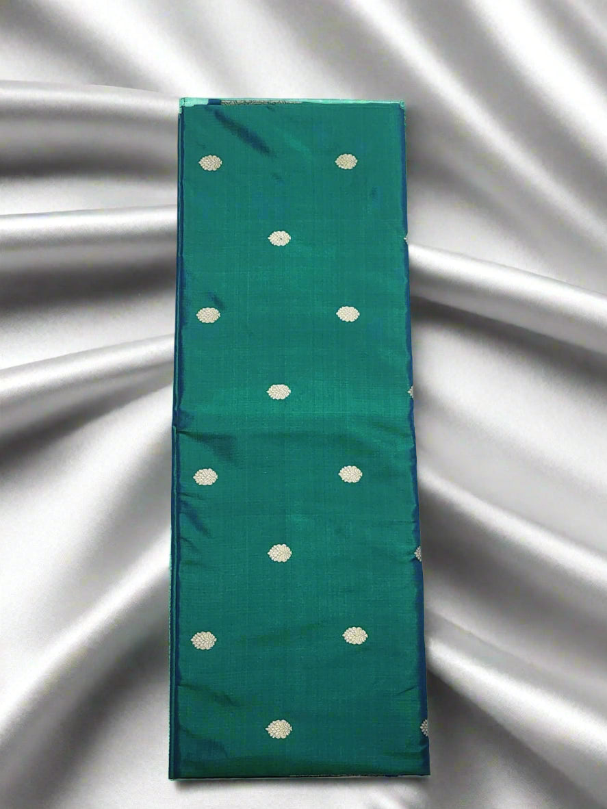 Emerald Green Banarasi Silk Saree with Gold Zari Buttas