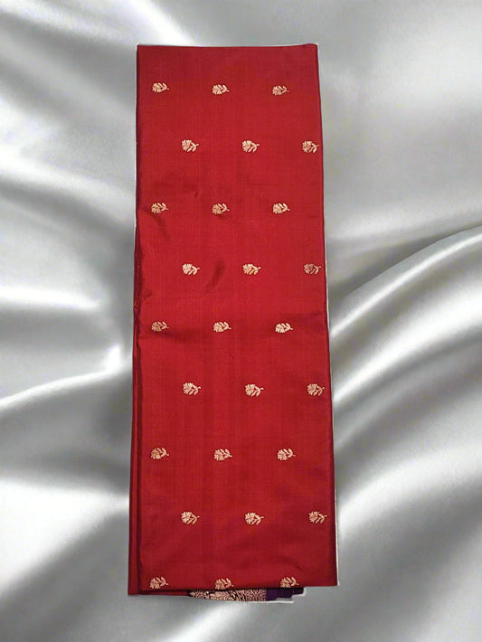Red Banarasi Silk Saree with Intricate Golden Motifs
