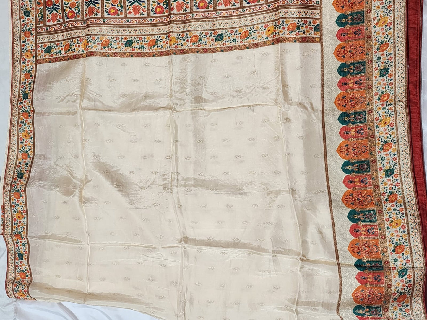 Cream Base Dola Silk Saree