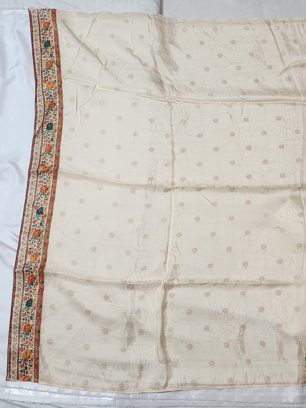 Cream Base Dola Silk Saree