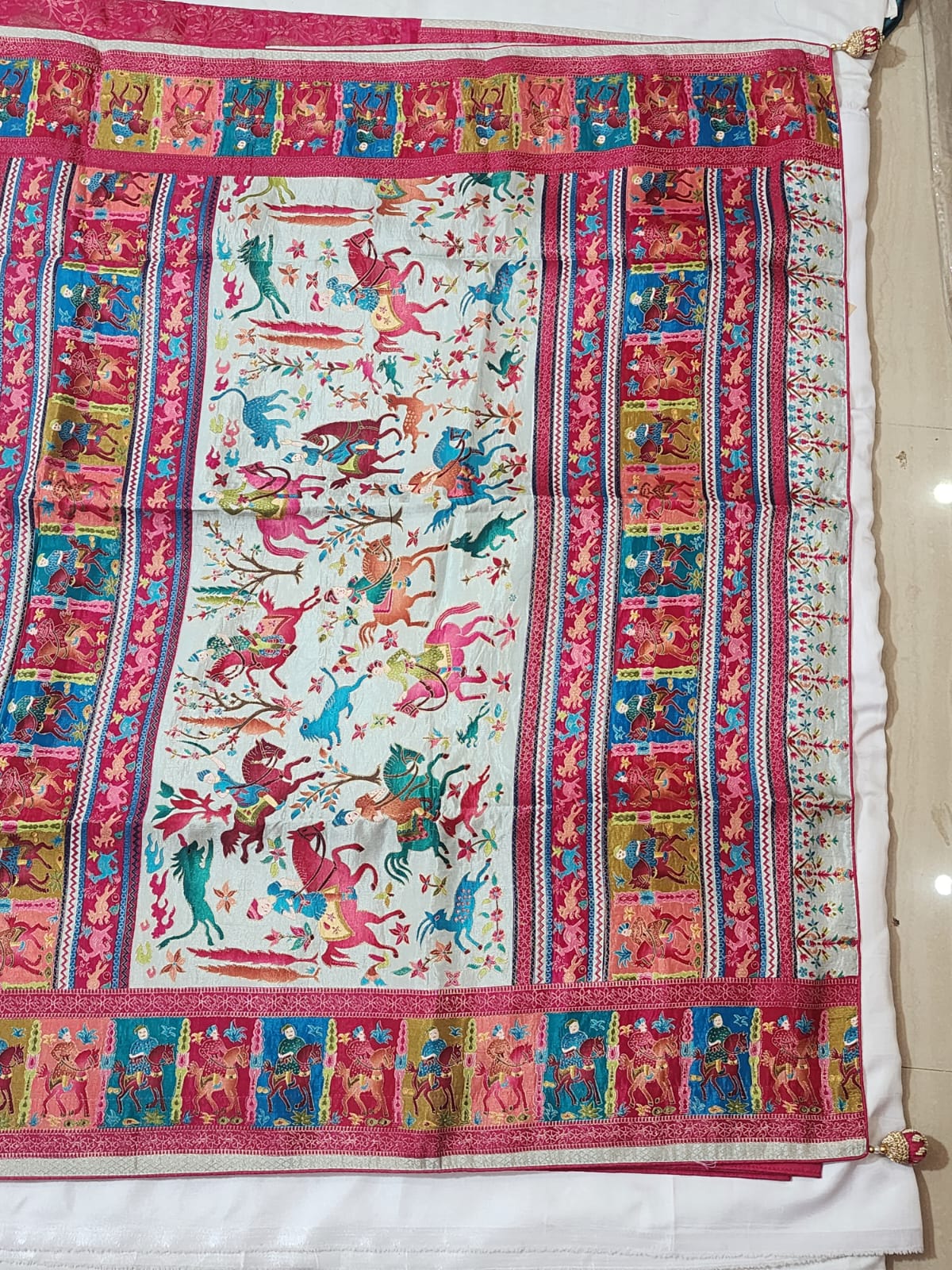 Multicolour with a Cream BaseDola Silk Saree