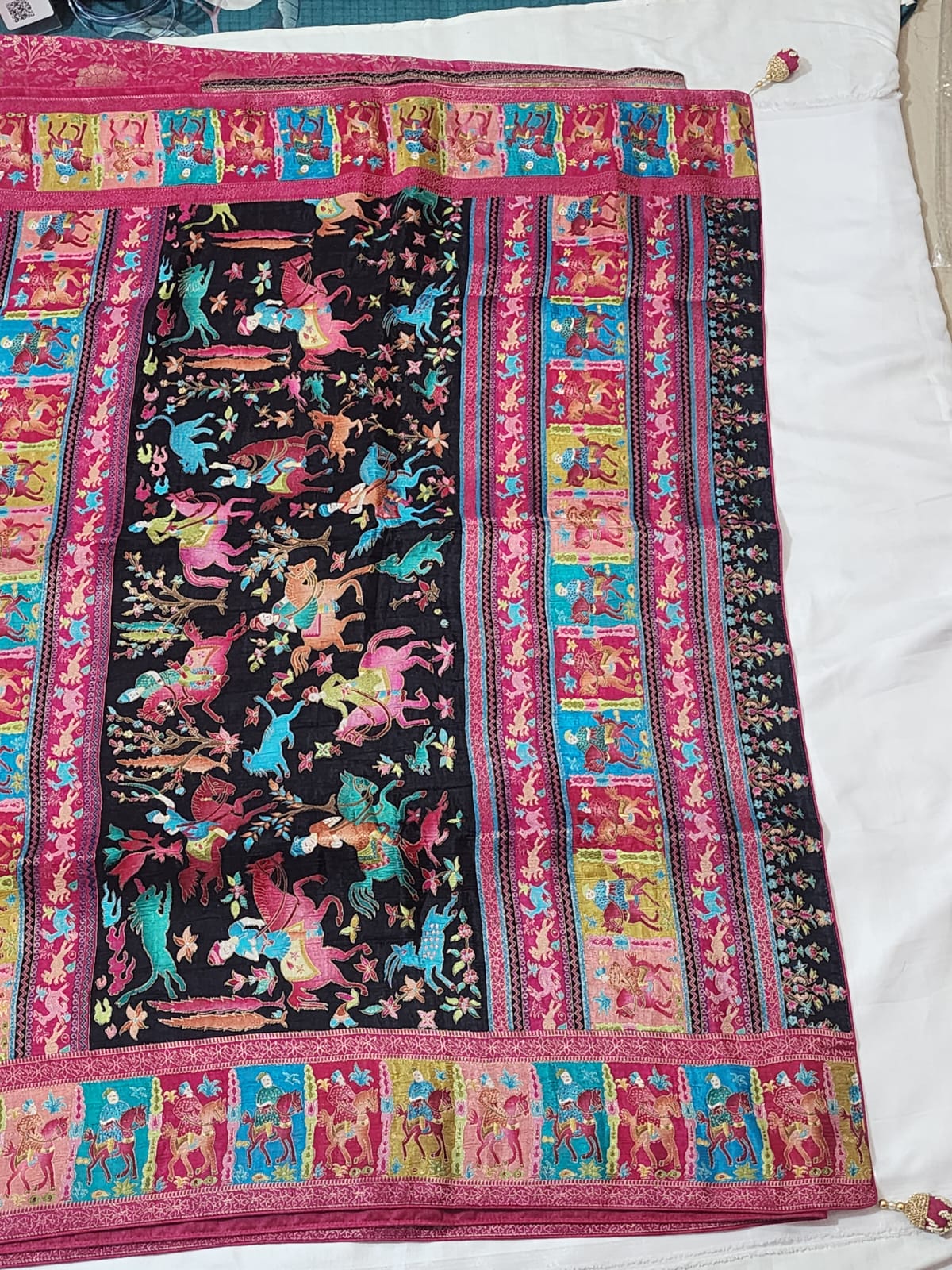 Black Base with Multicolour Dola Silk Saree