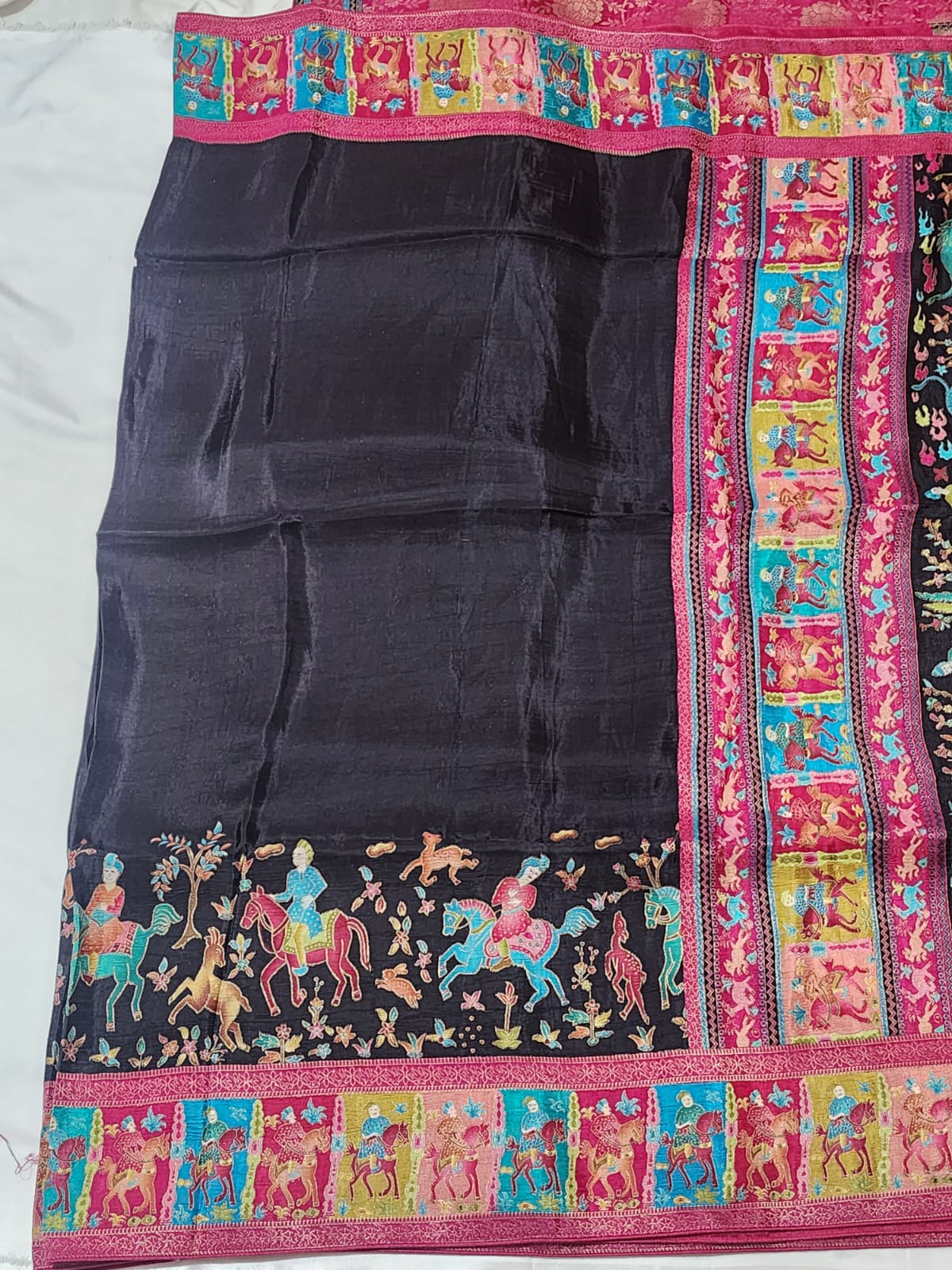 Black Base with Multicolour Dola Silk Saree