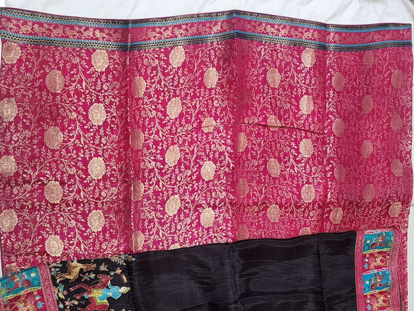 Black Base with Multicolour Dola Silk Saree
