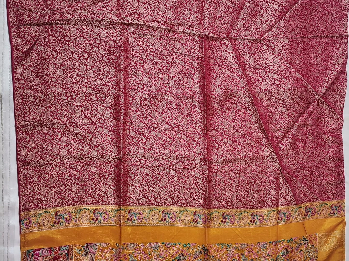Deep Red Dola Silk Saree