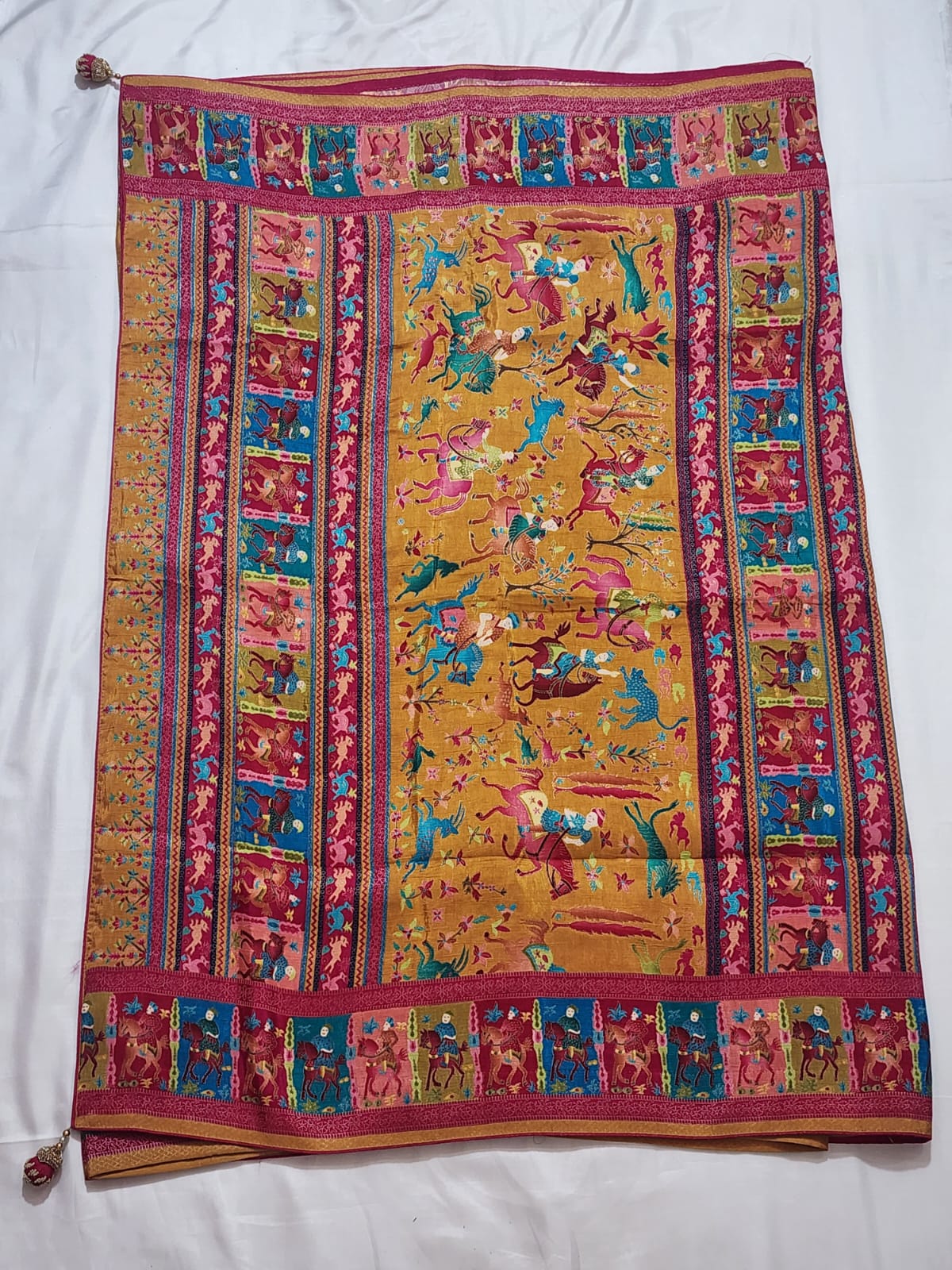 Mustard Yellow Dola Silk Saree