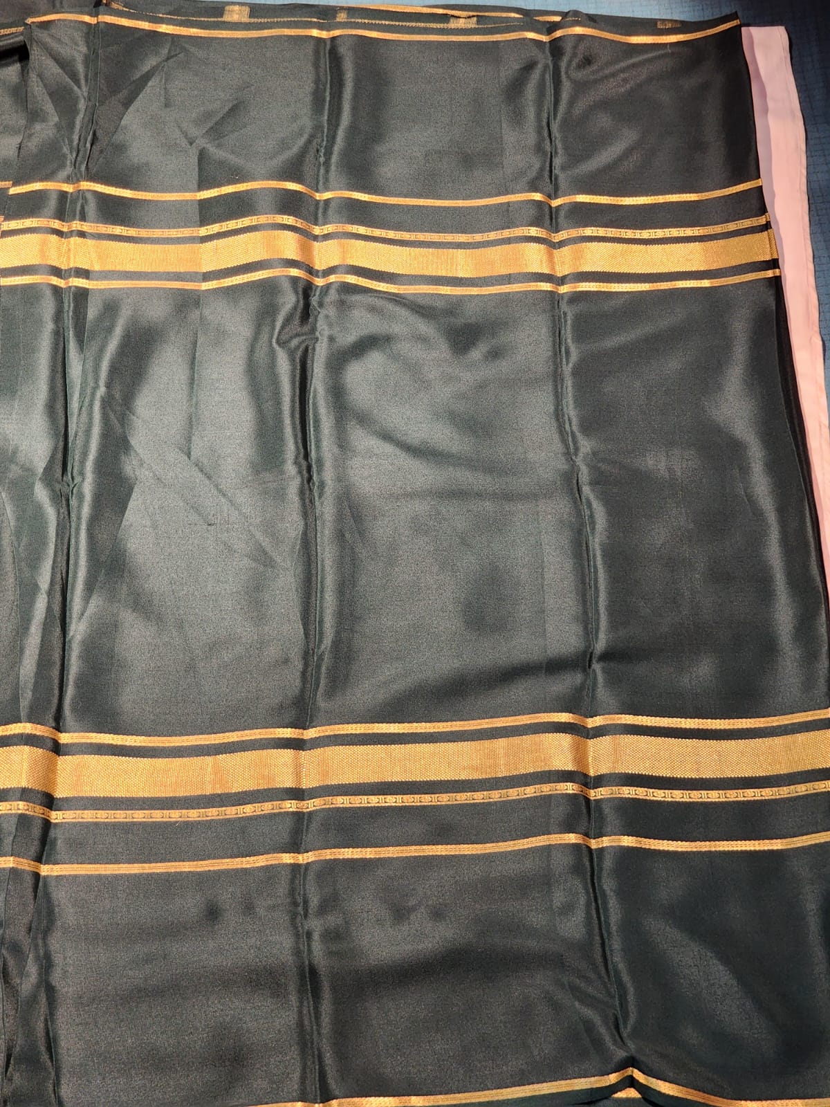 Elegant Green Mysore Silk Saree with Minimal Gold Zari Borders