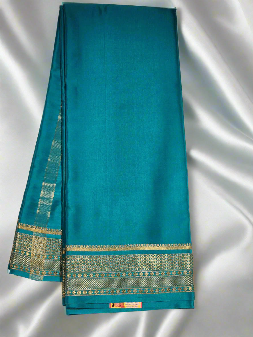 Turquoise Blue Mysore Silk Saree