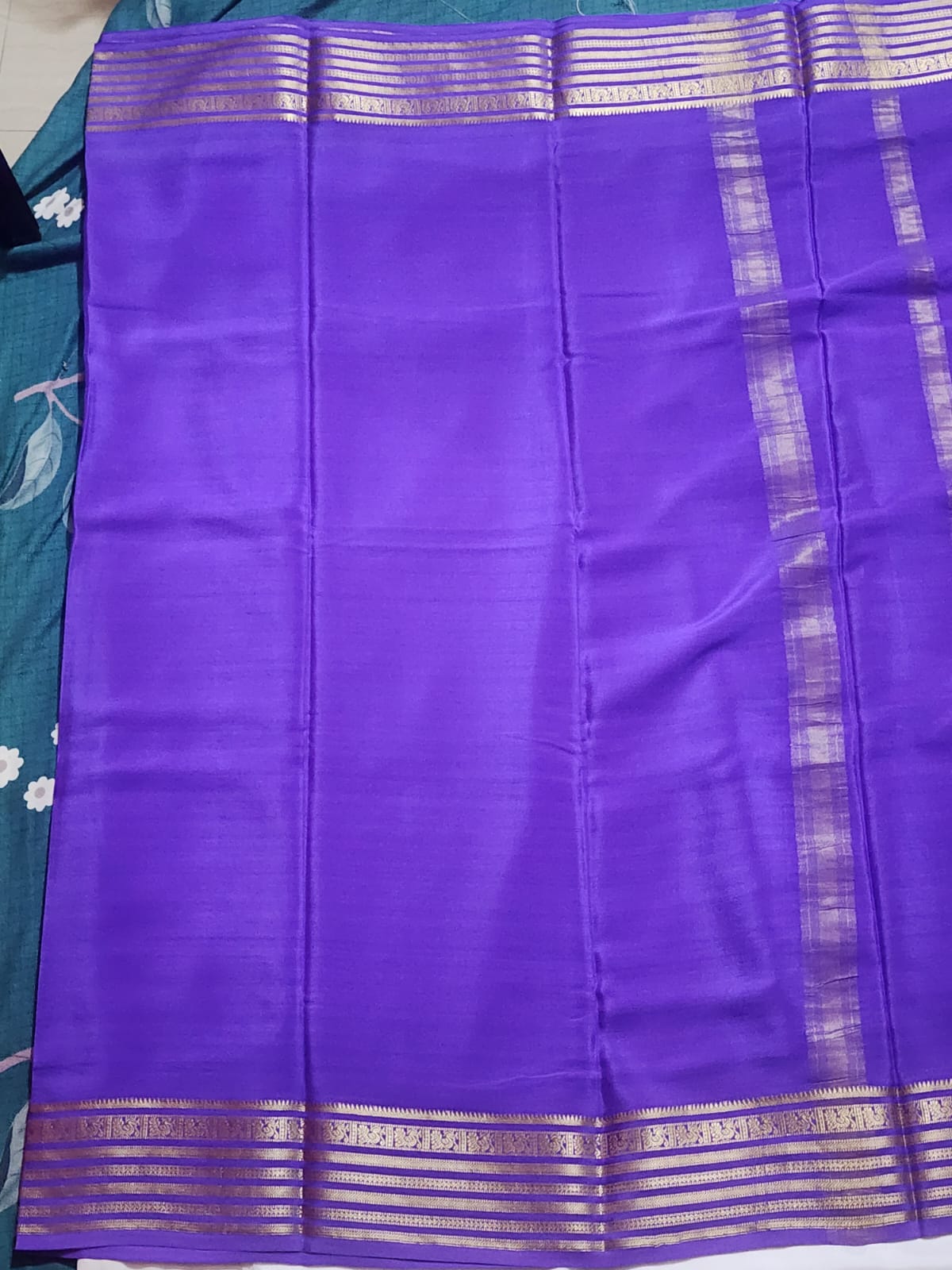 Elegant Violet Mysore Silk Saree