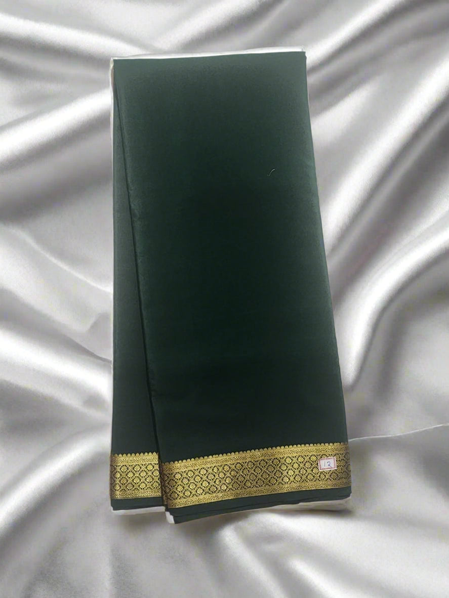 Classic Bottle Green Mysore Silk Saree