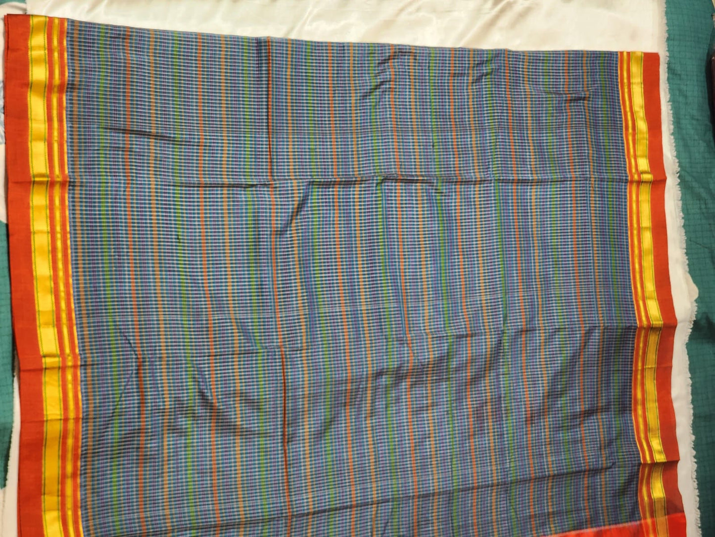 Blue base with multicolor checks Ilkal Cotton Silk Saree