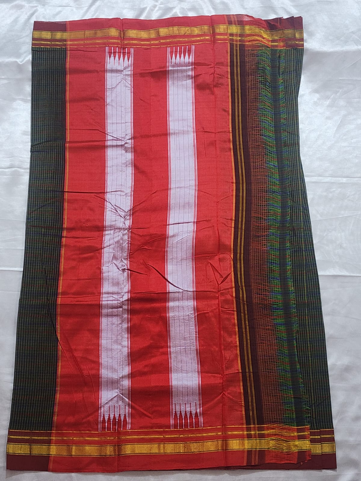 Green-toned Ilkal Cotton Silk Saree