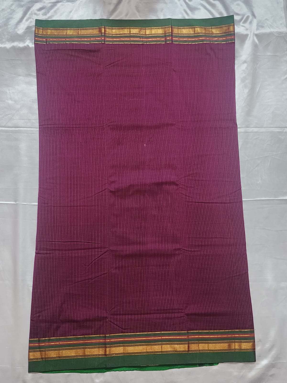 Maroon check body  Ilkal Cotton Silk Saree