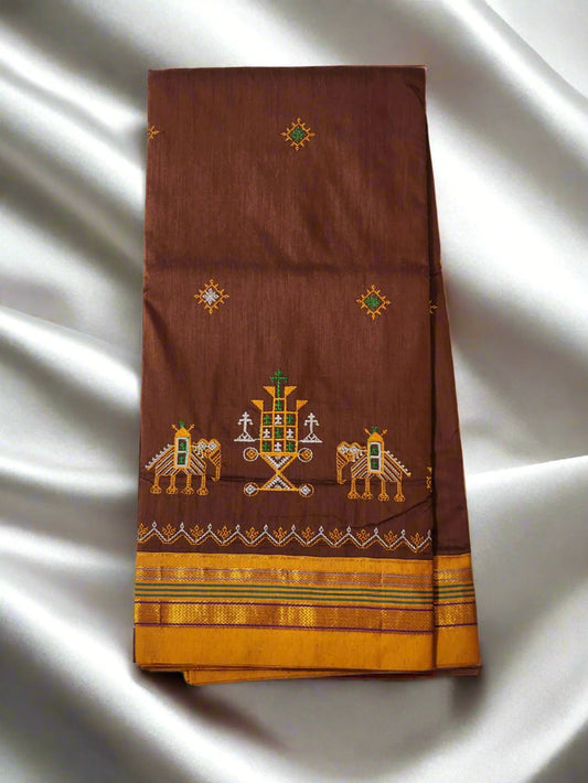 Coffee brown Ilkal Cotton Saree